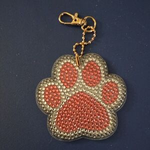 Handmade Pink and Silver Paw Keychain with Gold Clasp